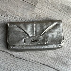 Silver Coach clutch/wristlet